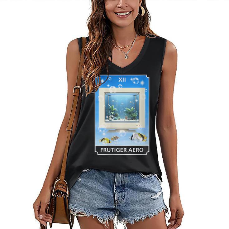 Frutiger Aero Aesthetic Tech Computer Aquarium Tarot Card Women's V-Neck Tank Top