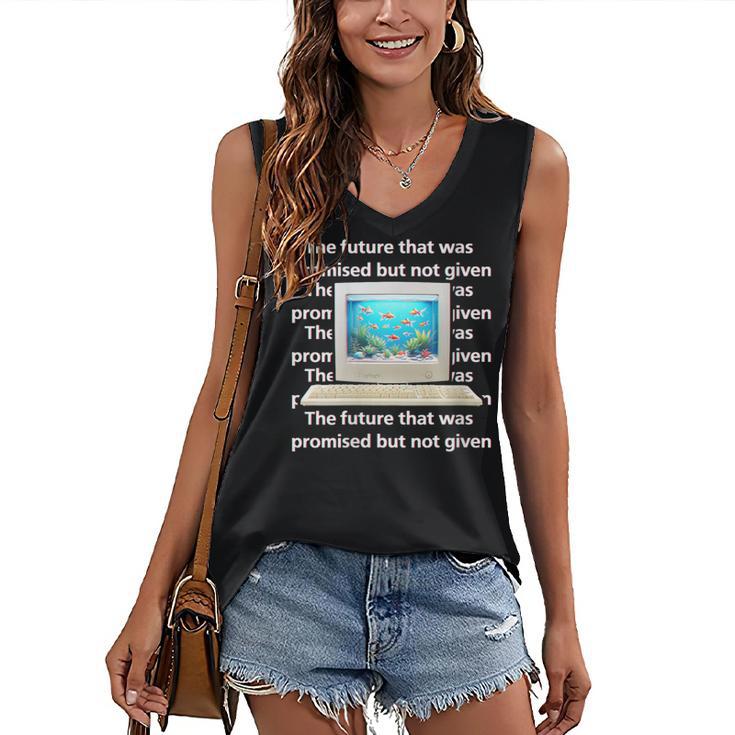 Frutiger Aero Aesthetic Tech The Future That Was Promised Women's V-Neck Tank Top