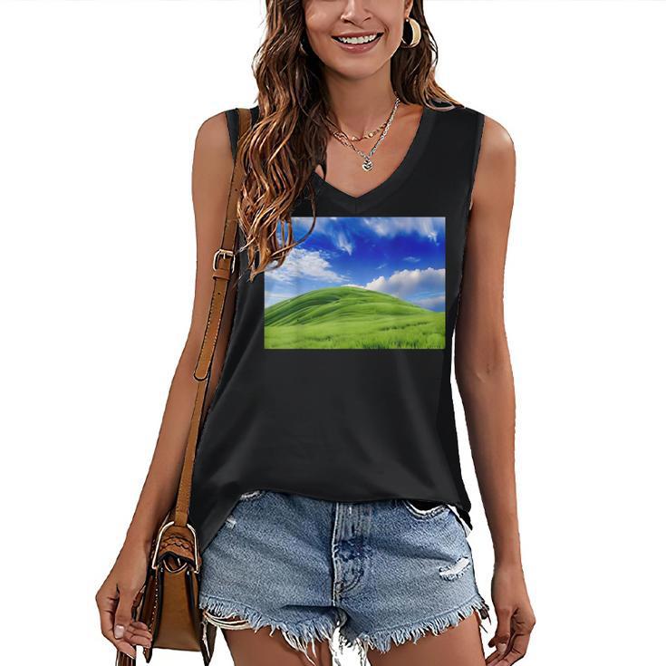Frutiger Aero Meadow Aesthetic Y2k 2000s Ironic Nostalgic Women's V-Neck Tank Top