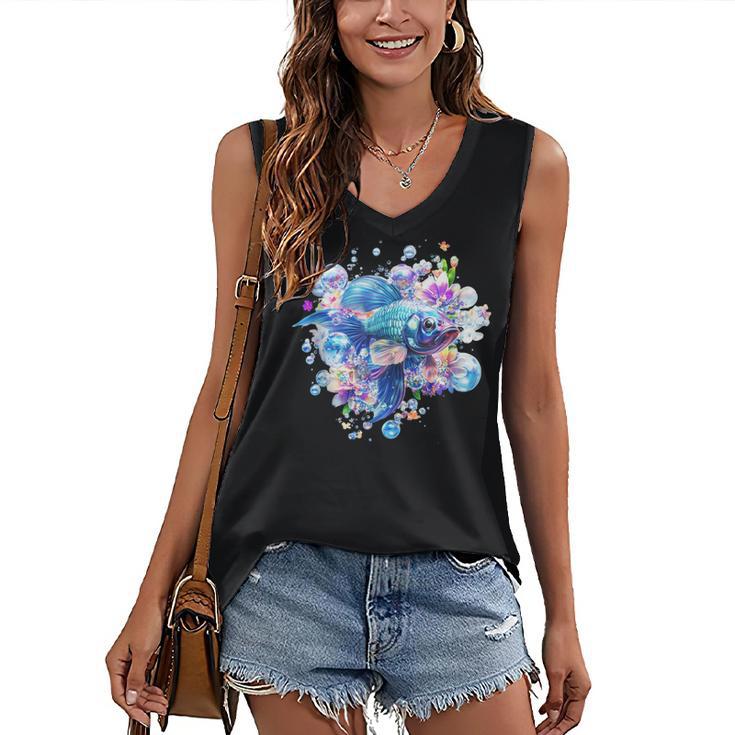 Frutiger Aero Y2K Fish Women's V-Neck Tank Top
