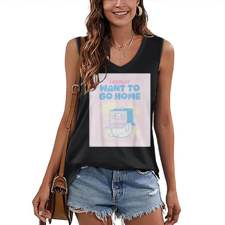 Fun Cute Introvert Cat Character Quote Men Women Women's V-Neck Tank Top