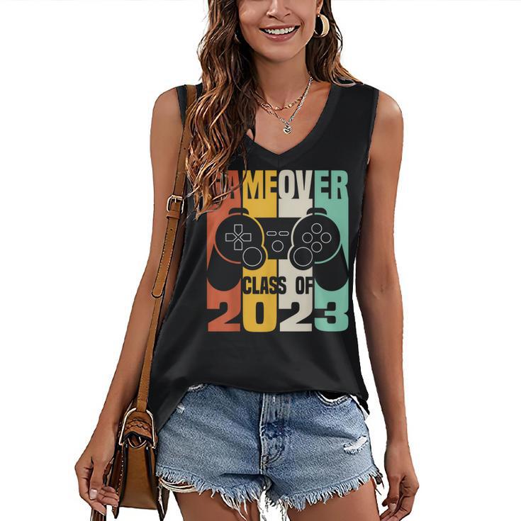 GAME OVER Class Of 2023 Video Games Vintage Graduation Gamer Women's V-Neck Tank Top