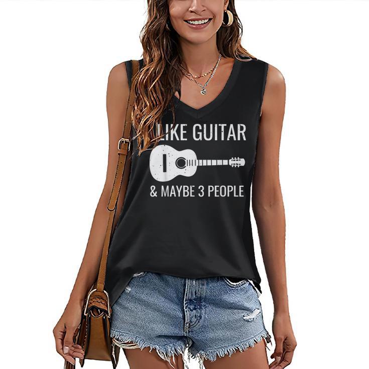 I Like Guitar & Maybe 3 People Music Introvert Guitar Women's V-Neck Tank Top