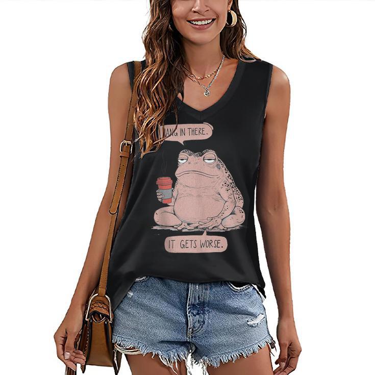 Hang In There It Gets Worse Introverts Anti Valentines Day Women's V-Neck Tank Top