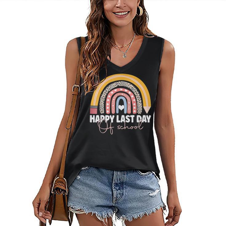 HAPPY LAST OF DAY SCHOOL Rainbow Teacher Student Graduation Women's V-Neck Tank Top