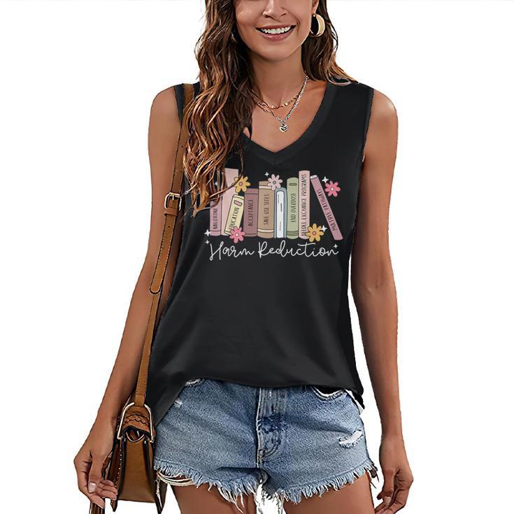 Harm Reduction Floral Book Overdose Awareness Nurse Women's V-Neck Tank Top Harm Reduction Floral Book Overdose Awareness Nurse Women's V-Neck Tank Top