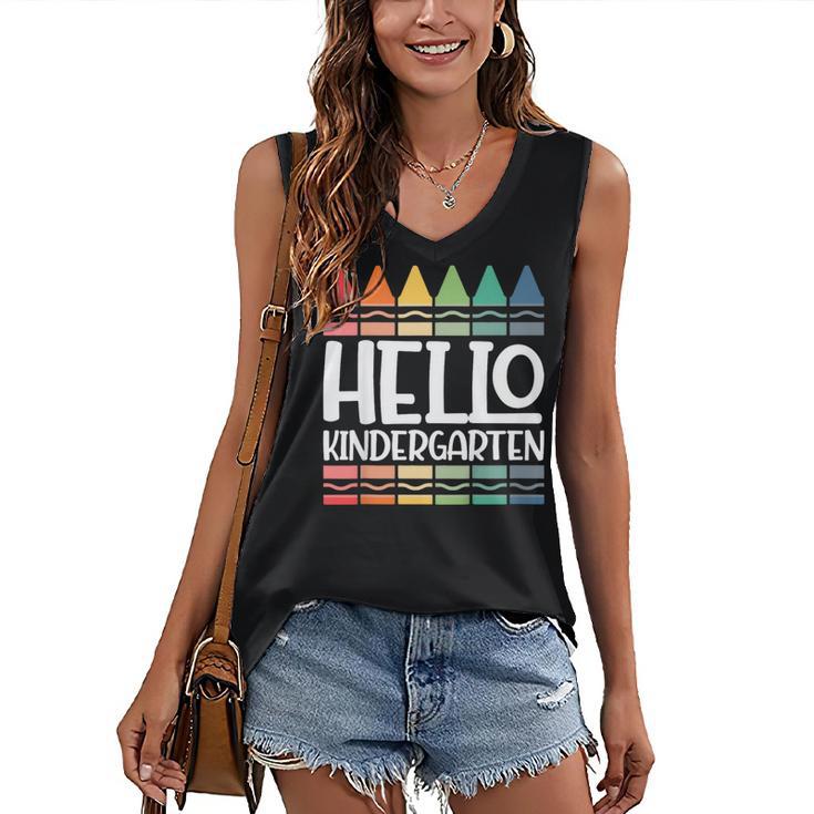 Hello Kindergarten First Day Back To School Graduation Women's V-Neck Tank Top