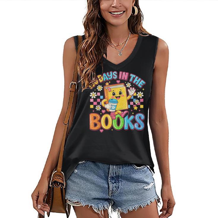 HUGvyn Preppy 100 Days In The Books Teacher Reading Coffee Women's V-Neck Tank Top