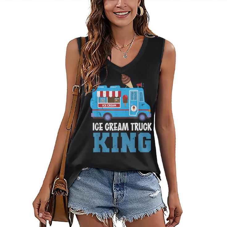 Ice Cream Truck King Nostalgia Summer Ice Cream Truck Driver Women's V-Neck Tank Top
