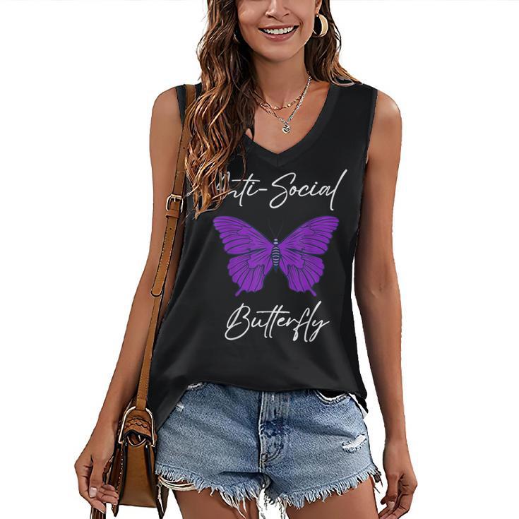 Introvert Antisocial Butterfly For Women Men Women's V-Neck Tank Top