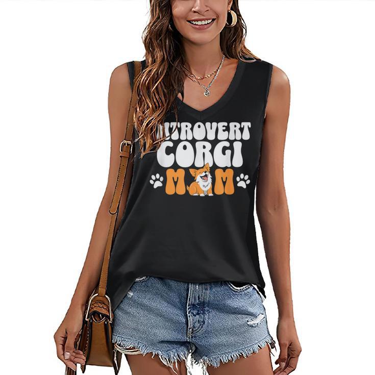 Introvert Corgi Mom Dog Pet Morca Works Dog For Men Women Women's V-Neck Tank Top