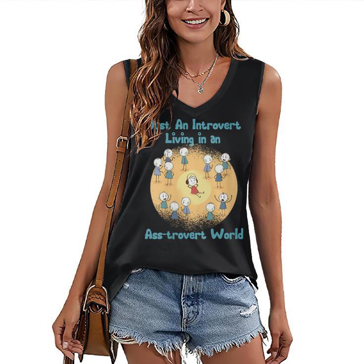 Introvert Extrovert Cartoon In Asstrovert World Women's V-Neck Tank Top