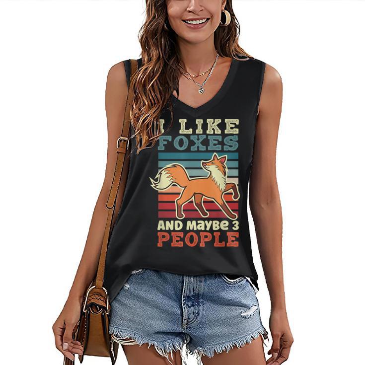 Introvert Fox Animal Lover Saying Loner Antisocial Women's V-Neck Tank Top