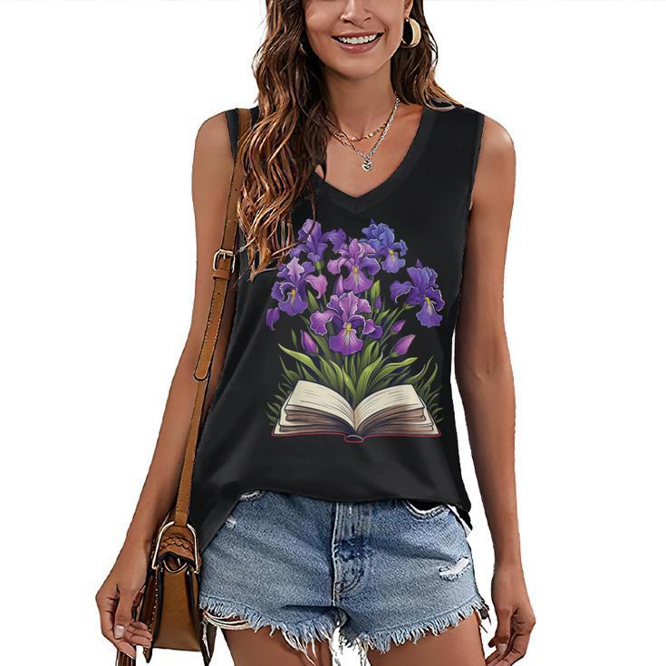 Irises Flowers Book Iris Floral Women's V-Neck Tank Top