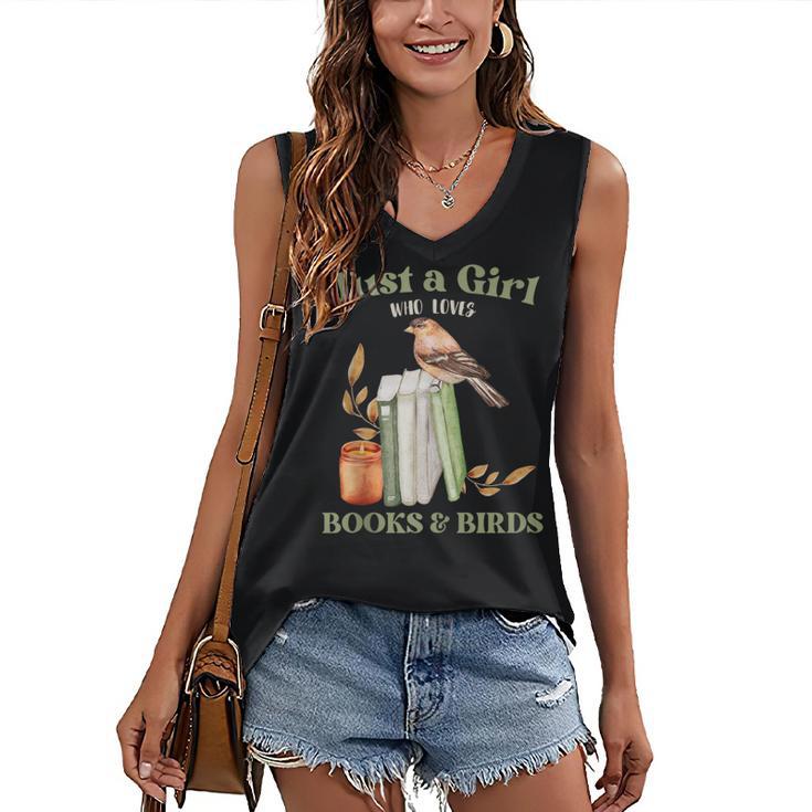 Just a Girl Who Loves Books And Birds Book Reading Bird Love Women's V-Neck Tank Top