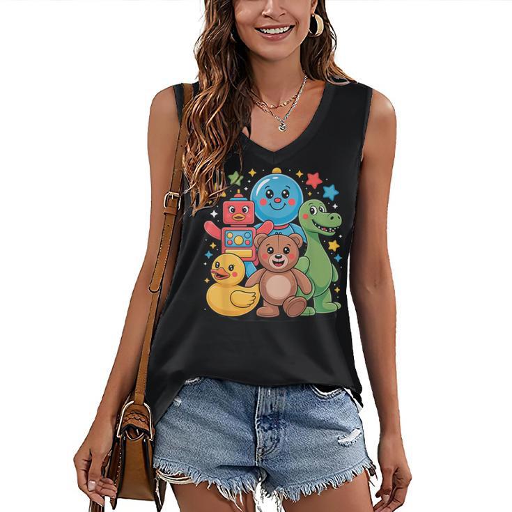 Kidcore Aesthetic Retro Vibes Colorful Cartoon Nostalgia Women's V-Neck Tank Top