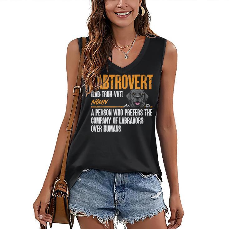 Labrador Retriever Labtrovert Definition Introvert Labrador Women's V-Neck Tank Top