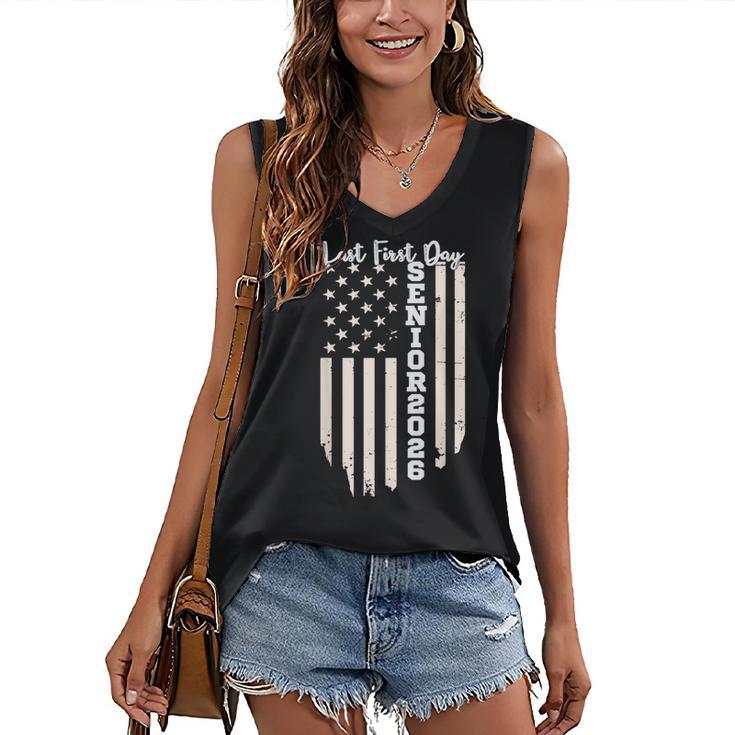 Last First Day Senior 2026 USA Flag Graduation Class Of 2026 Women's V-Neck Tank Top
