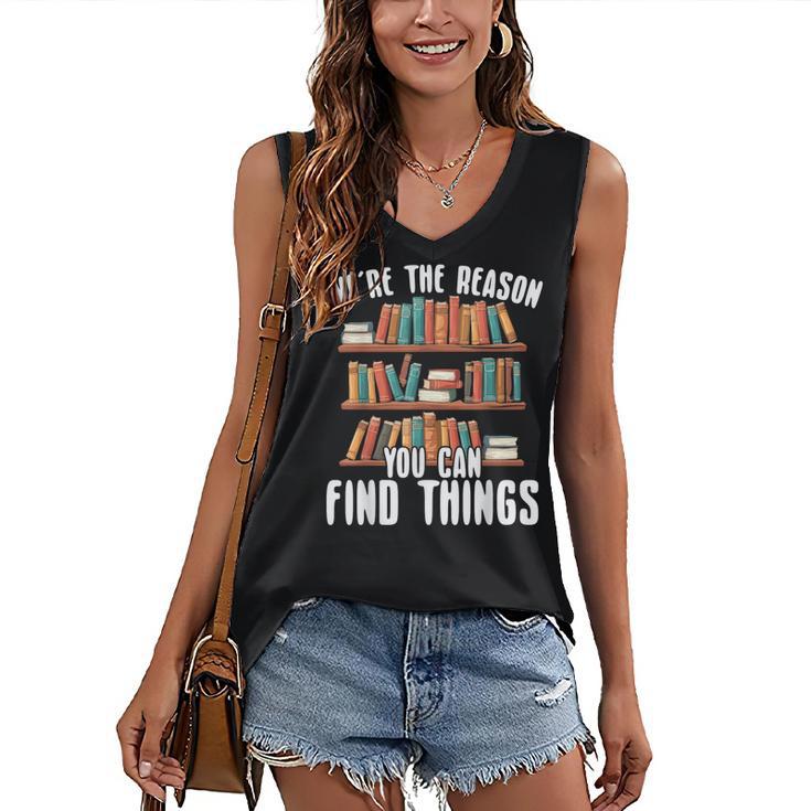 Librarian Reading Books Lover Library Women's V-Neck Tank Top