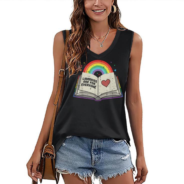 Libraries Are For Everyone Book LGBTQ Ally Gay Pride Month Women's V-Neck Tank Top