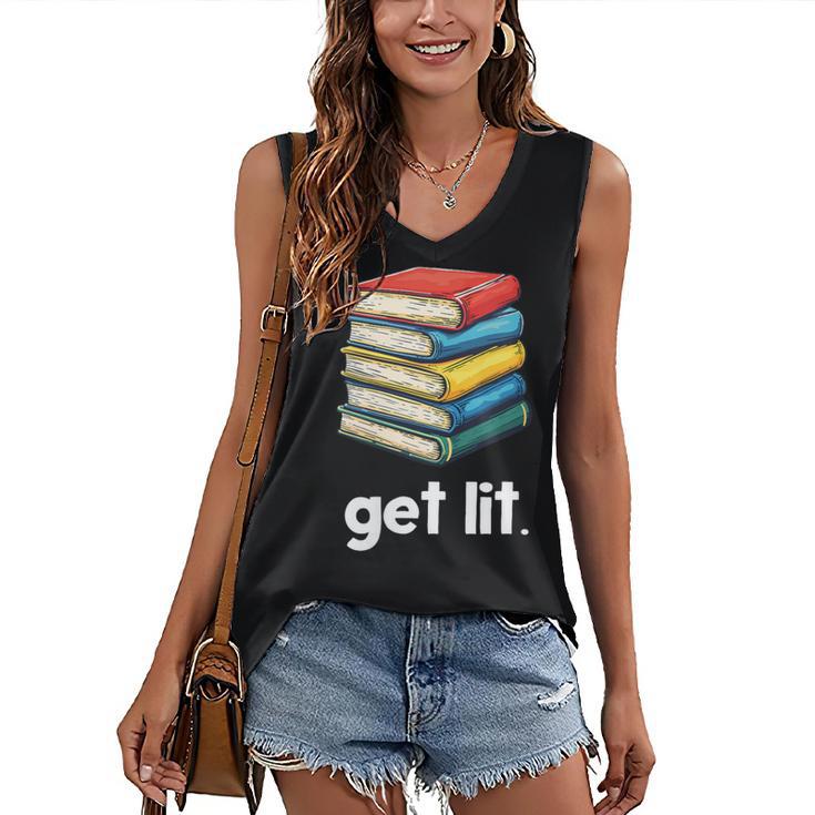 Get Lit With Books Women's V-Neck Tank Top