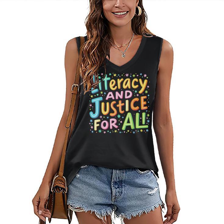 Literacy And Justice For All Protect Banned Books Library Women's V-Neck Tank Top