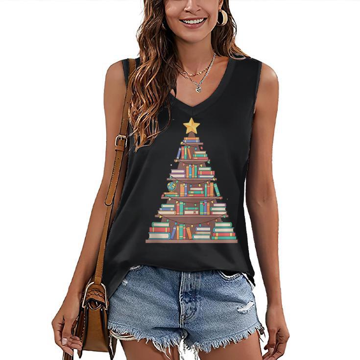 Literary Book Tree Bookish Shelf Art For Avid Readers Women's V-Neck Tank Top