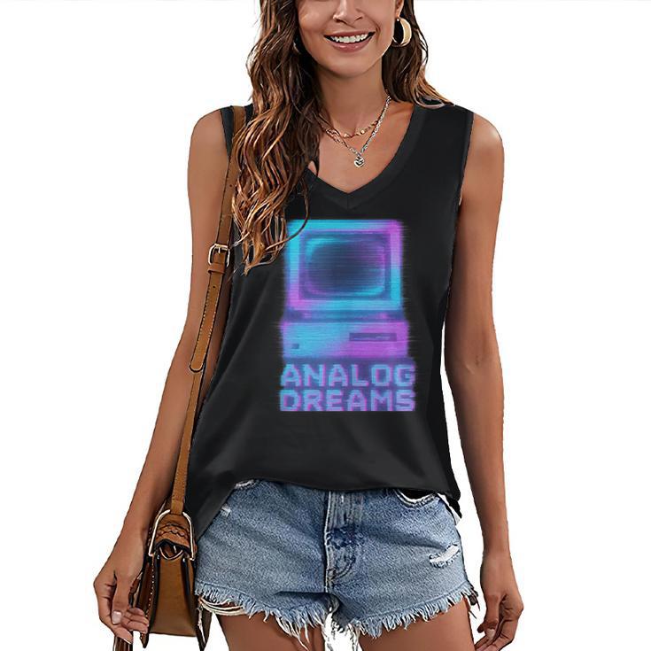 Lofi Reverie Analog Dreams Pixel 90s Desktop VHS Nostalgia Women's V-Neck Tank Top