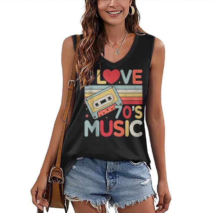 I Love 70's Music Retro Style Nostalgia Cassette 1970s Party Women's V-Neck Tank Top