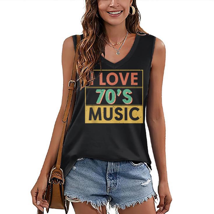 I Love 70's Music Retro Style Nostalgia Vibe 1970 70's Party Women's V-Neck Tank Top