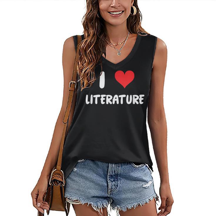 I Love Literature Heart Books Writing Reading Read Write Women's V-Neck Tank Top