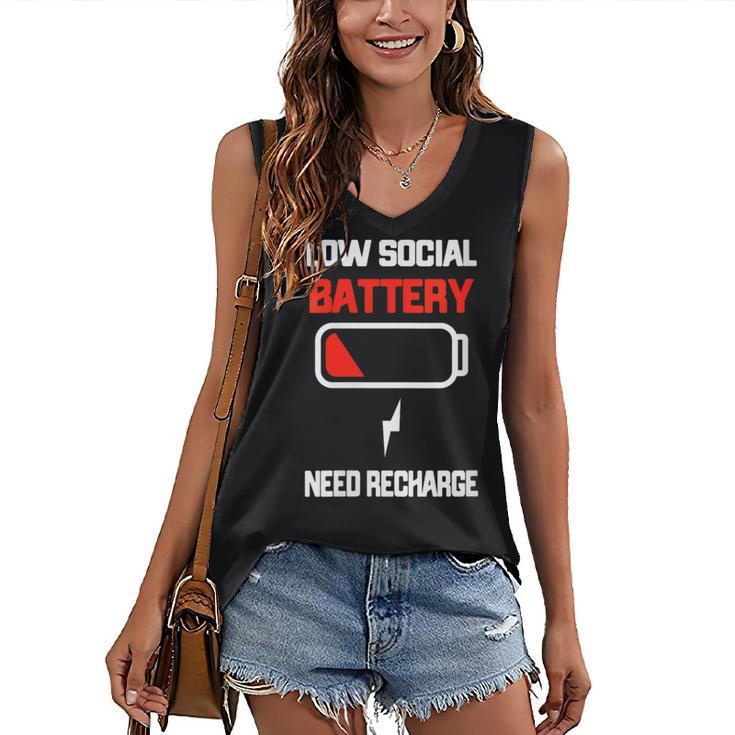 Low Social Battery Need Recharge Introvert Self-Care Women's V-Neck Tank Top