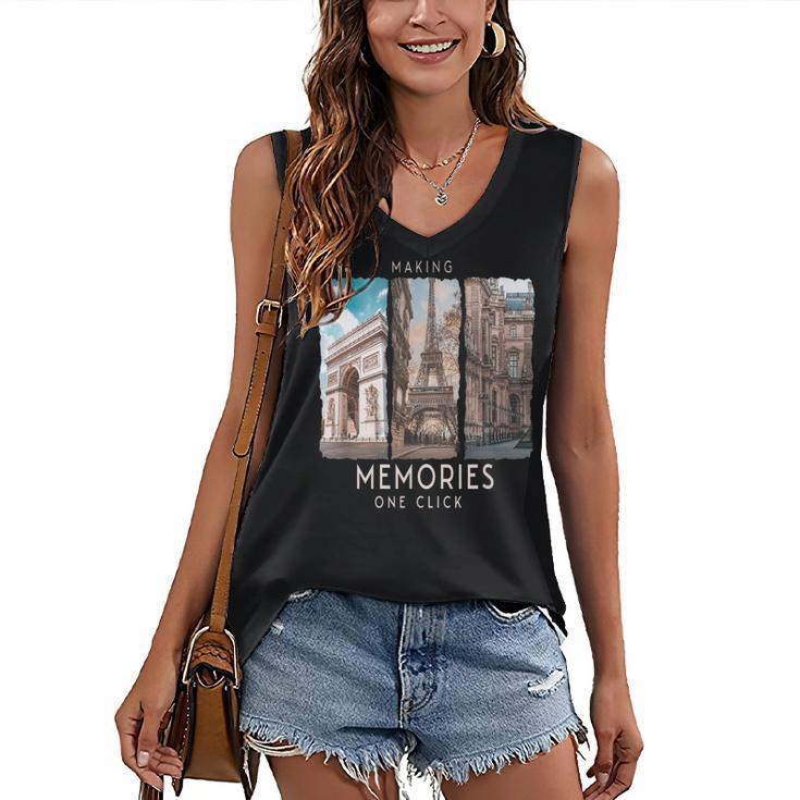 Making Memories In Paris Photo Nostalgia Travel Humor Women's V-Neck Tank Top