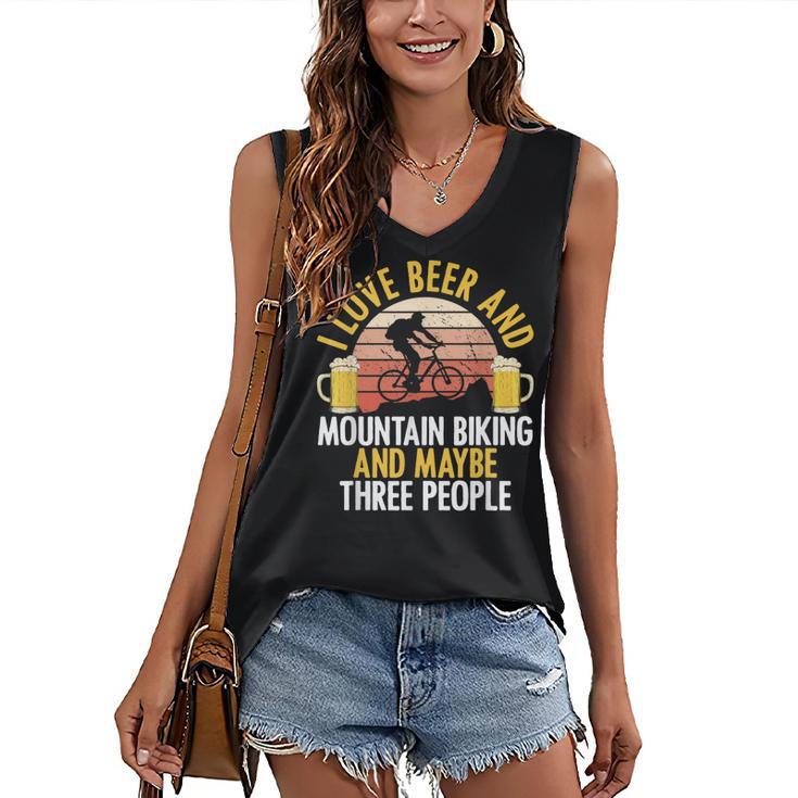 Mountain Biking Beer Drinking Introvert Sayings For Cyclist Women's V-Neck Tank Top