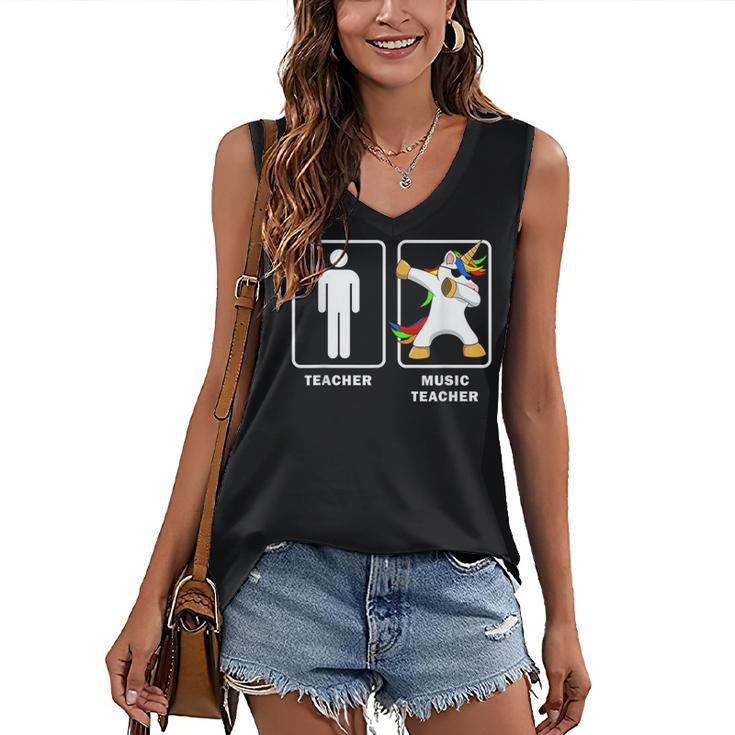 Music Teacher Dabbing Unicorn Graduation Shirt Women's V-Neck Tank Top