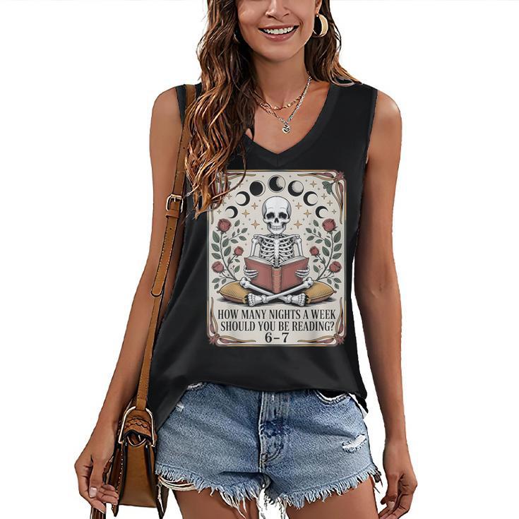 How Many Nights Reading Meme 6 7 Book Lover Women's V-Neck Tank Top