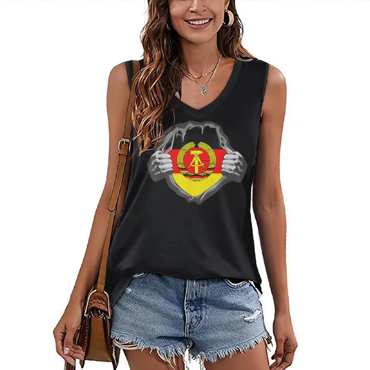 Nostalgia Chest Flag GDR Women's V-Neck Tank Top