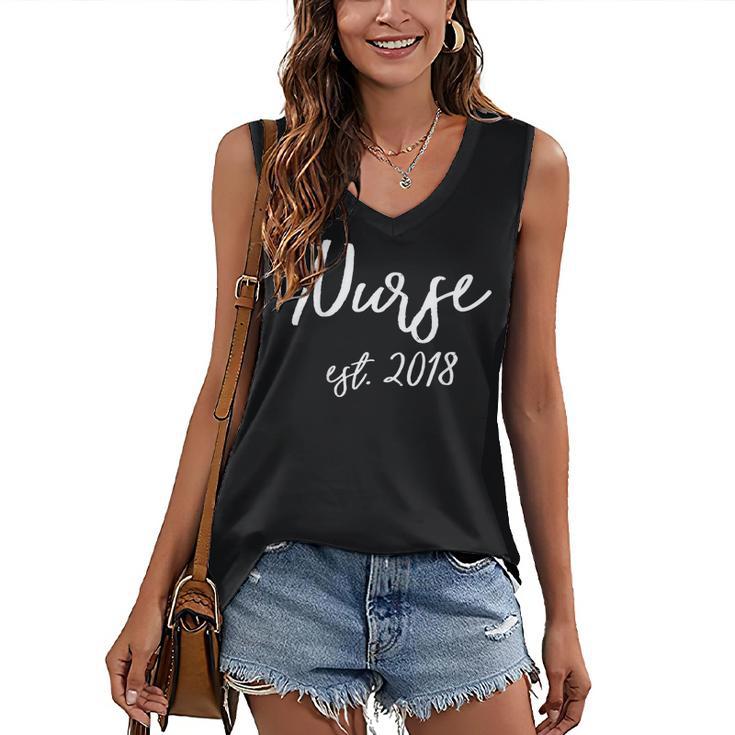 NURSE EST 2018 New Nursing School Graduation Shirt Women's V-Neck Tank Top