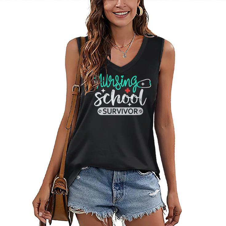 Nursing School Survivor RN Grad Nurse Graduation Student Women's V-Neck Tank Top