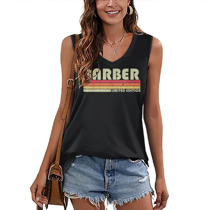 Personal Christmas Retro Vintage Graduation BARBER Job Title Profession Birthday Worker Idea Women's V-Neck Tank Top