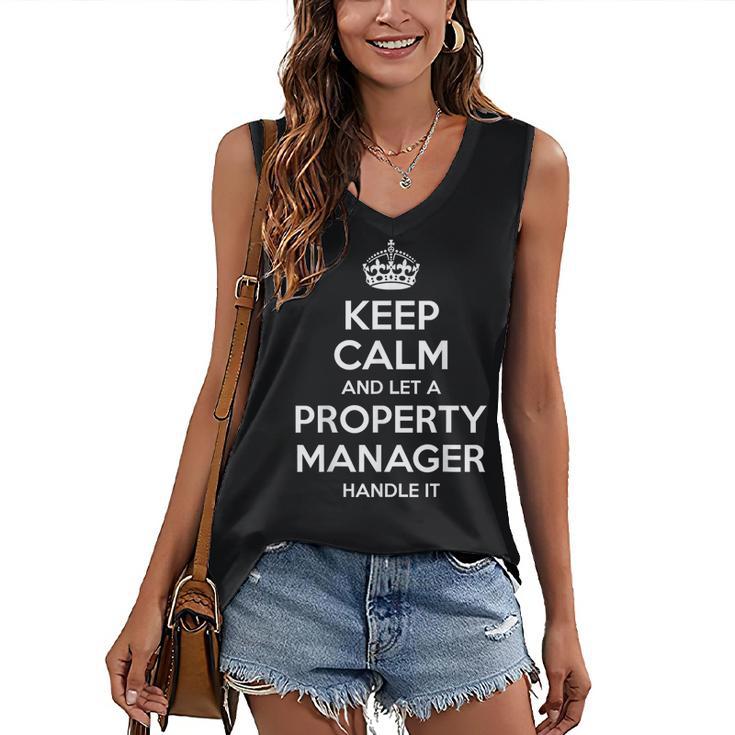 Personalized Keep Calm Graduation Christmas Team PROPERTY MANAGER  Job Title Profession Birthday Women's V-Neck Tank Top
