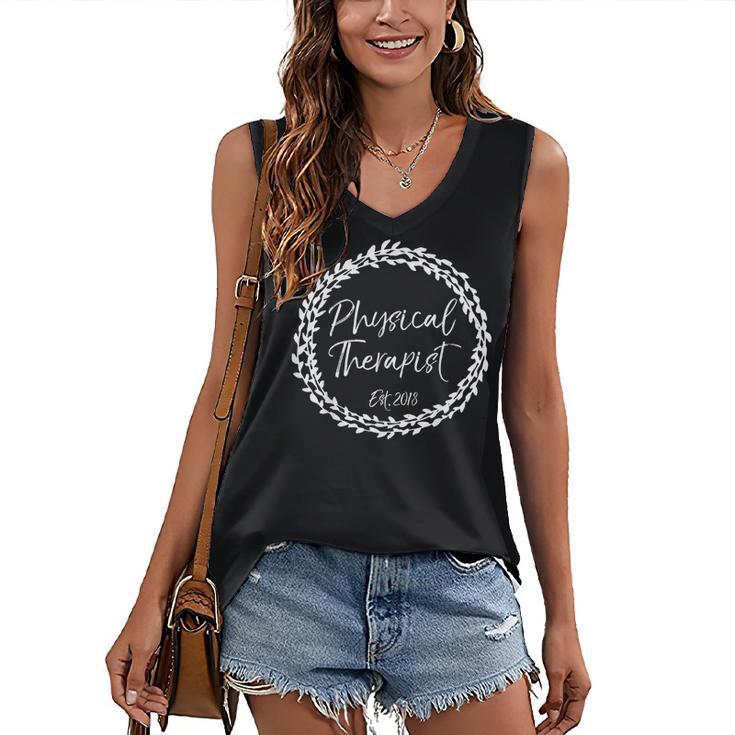 Physical Therapist Est 2018 Shirt Therapy Graduation Women's V-Neck Tank Top