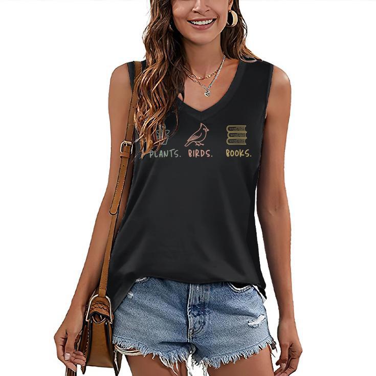 Plants Birds Books Lover Bird Watching Outfit For Bird Nerd Women's V-Neck Tank Top