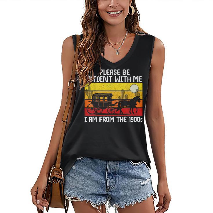 Please Be Patient With Me I'm From The 1900s Vintage Sun Set Women's V-Neck Tank Top