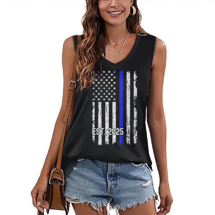Police Graduation Est 2025 Back Print Police Academy Vintage Women's V-Neck Tank Top