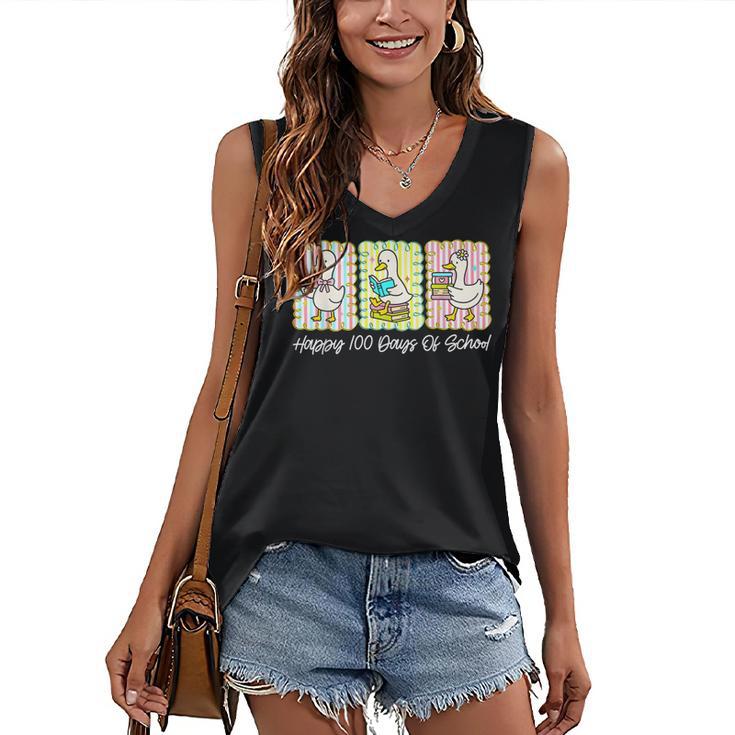 Preppy 100 Days Of School Goose Coffee Books Teacher Life Women's V-Neck Tank Top