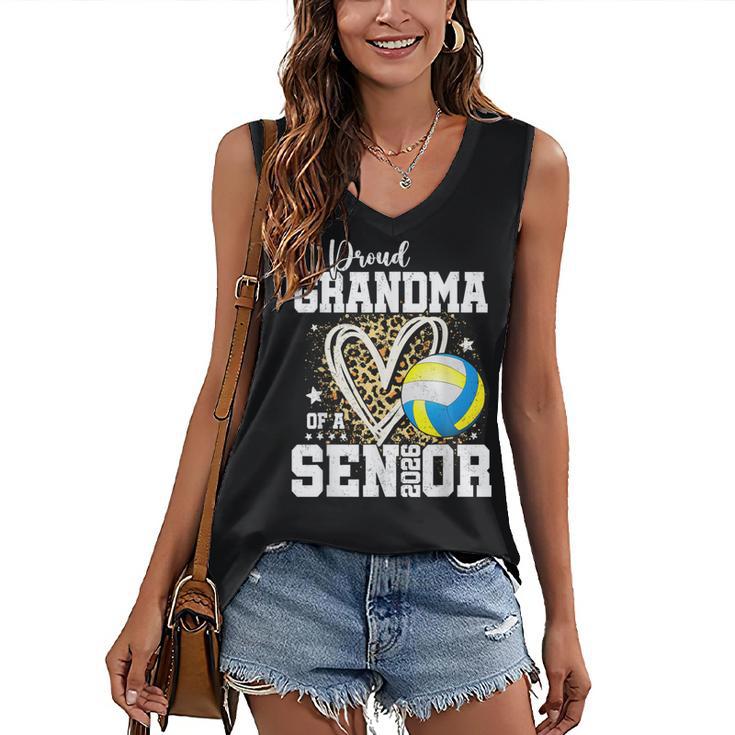 Proud Grandma Of A 2026 Senior Volleyball Graduation Leopard Women's V-Neck Tank Top