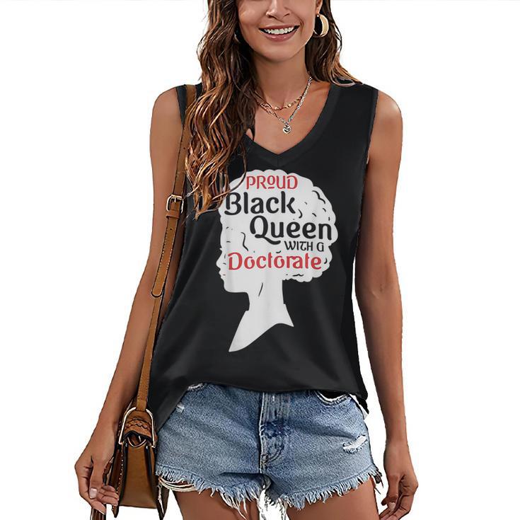 Proud Queen Shirt PhD Graduation Afro Doctorate Women's V-Neck Tank Top