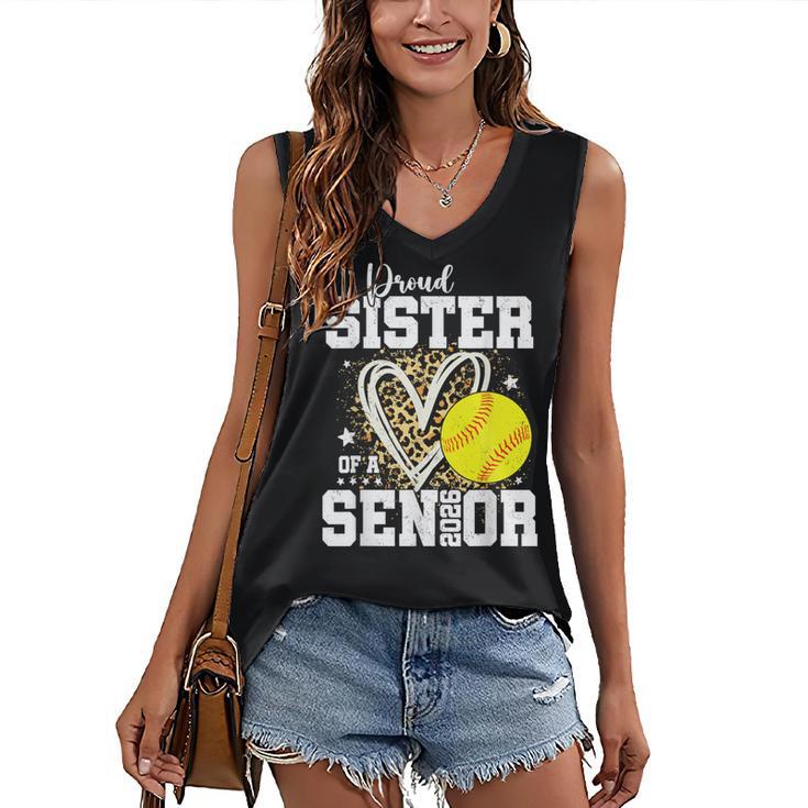 Proud Sister Of A 2026 Senior Softball Graduation Leopard Women's V-Neck Tank Top