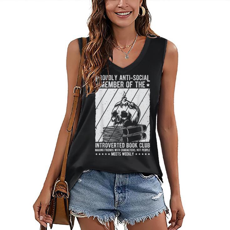 PROUDLY ANTI-SOCIAL MEMBER OF THE Introverted Book Club Women's V-Neck Tank Top